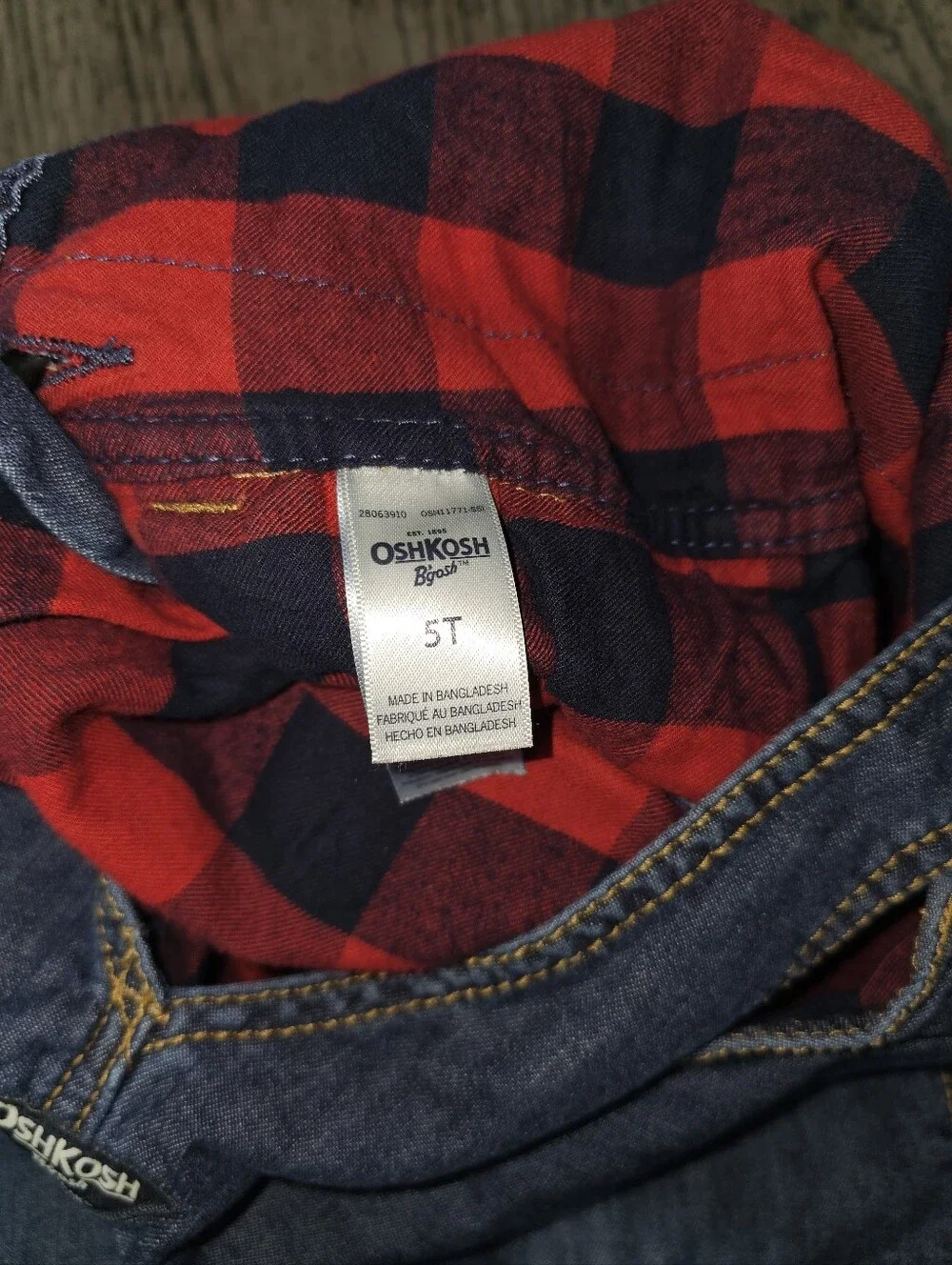 Oshkosh B'gosh Denim Overall Toddler Boys Size 5 T